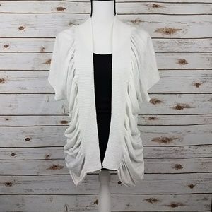 {BCBG} Lightweight White Short Sleeve Cardi-Small