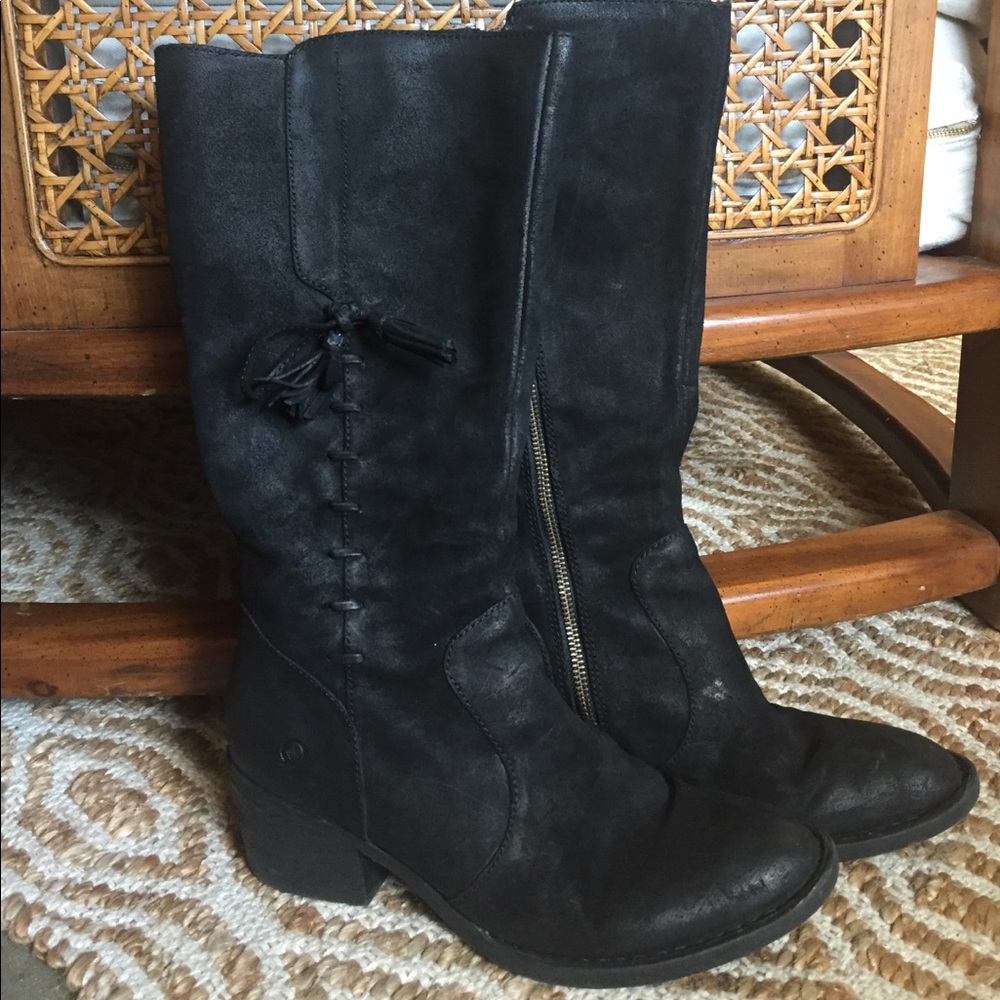 Born tall black suede boots sz8.5