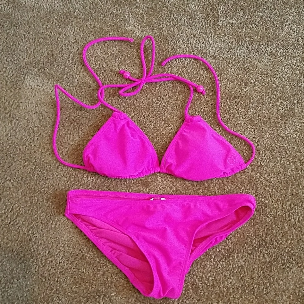 Pink triangle bikini set
