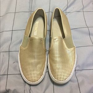 Gold slip on shoes