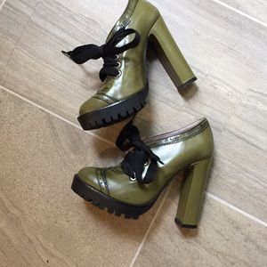RED Valentino Lace up Lug Sole Booties
