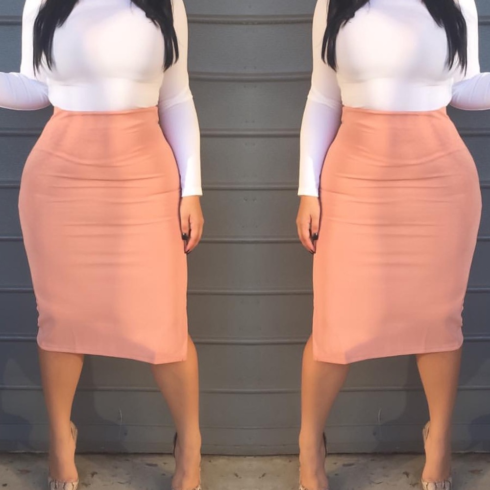 Blush pencil skirt stretchy not see through!
