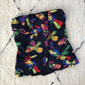 Anthropologie Strapless Tropical Print Top