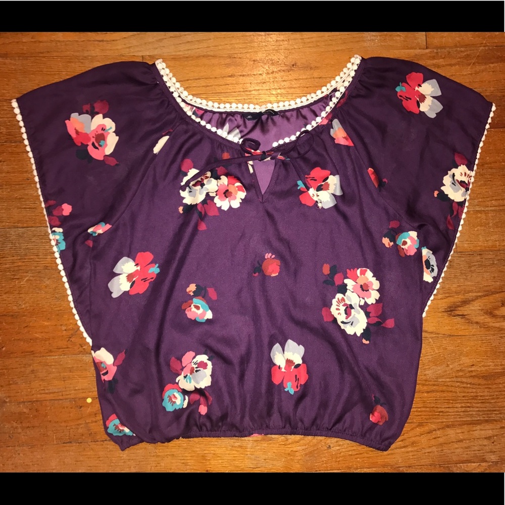 American Eagle floral print poncho top.