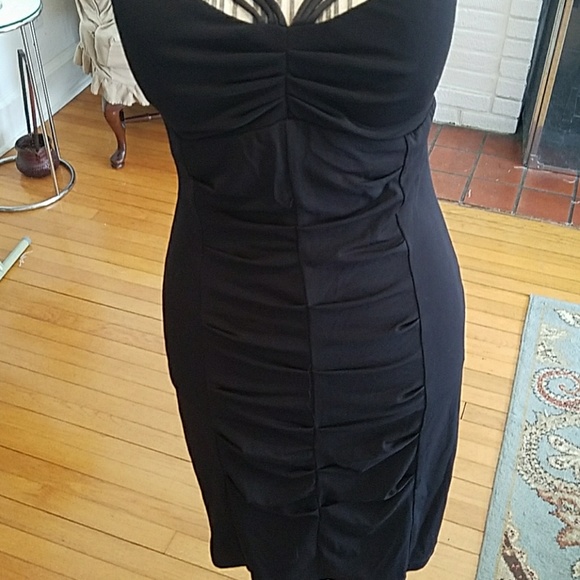 Dangerous Black Strappy Pleated Dress Nwot sz L - Picture 3 of 4