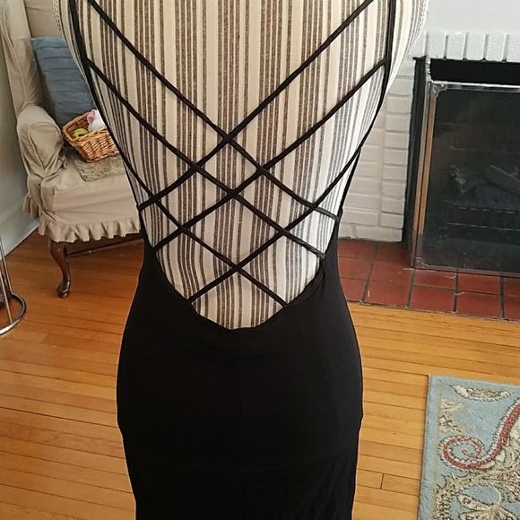 Dangerous Black Strappy Pleated Dress Nwot sz L - Picture 4 of 4