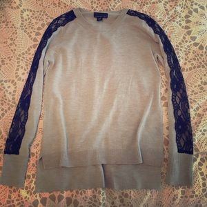 Gray and black lace sweater