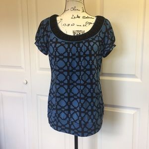 Maurice's Blue & Black Dressy Blouse Size Large