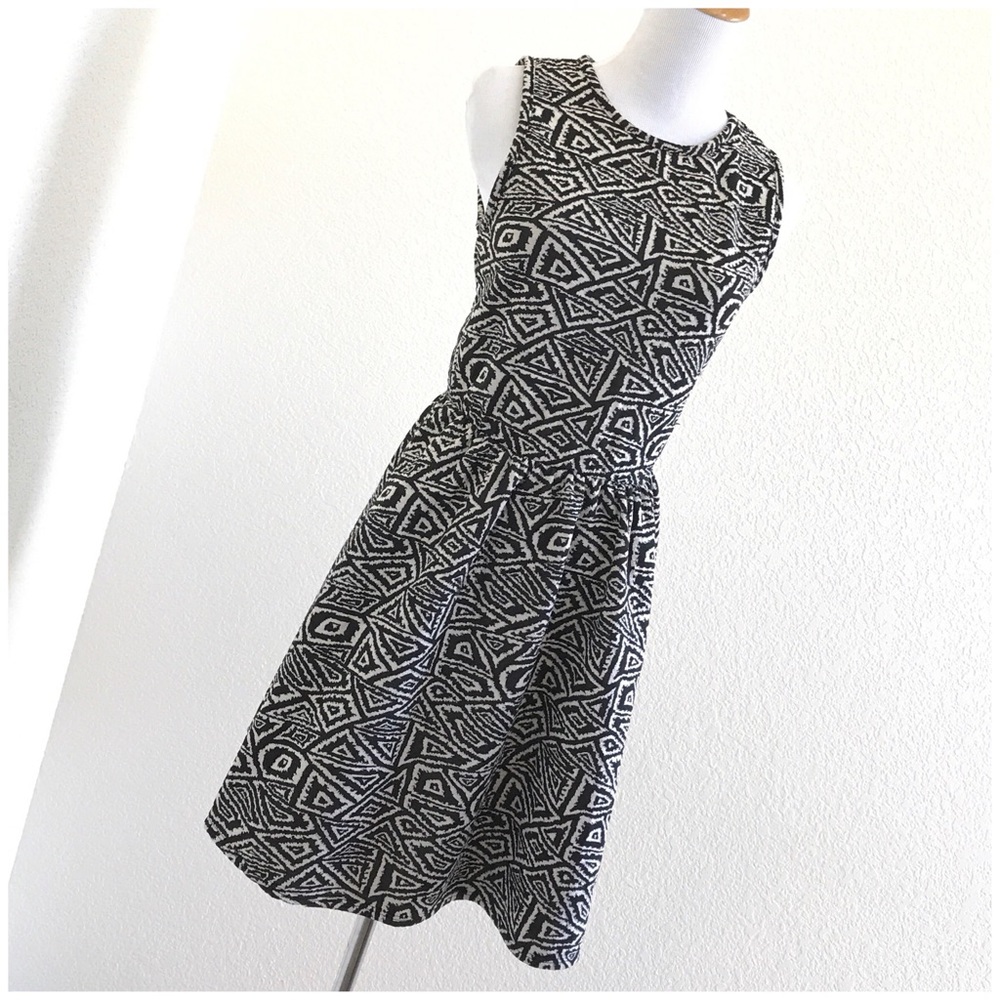 French Atmosphere Geometric Skater Dress