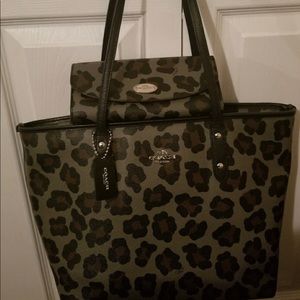 Coach leopard wallet and purse