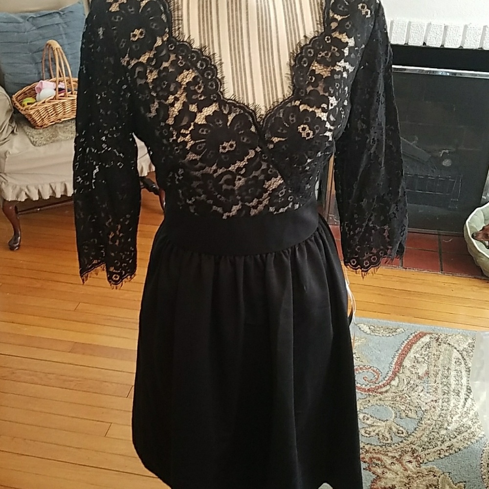 Classy Black Dress with Eyelash Lace NWT sz 12