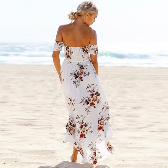 Off Shoulder Floral Faux Wrap Dress - Picture 2 of 5