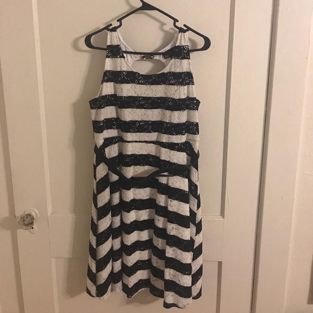 Black and White Stripe Lace Dress -Lane Bryant
