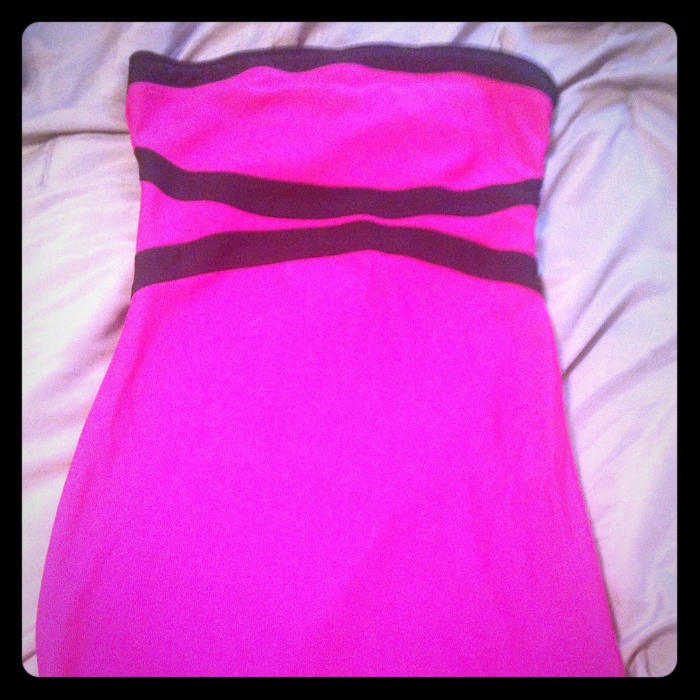 Neon pink and black dress