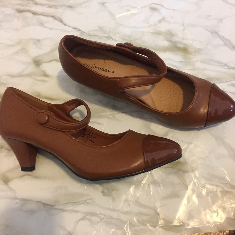 Comfort View SZ 11M Mary Jane Pump cognac NWOB