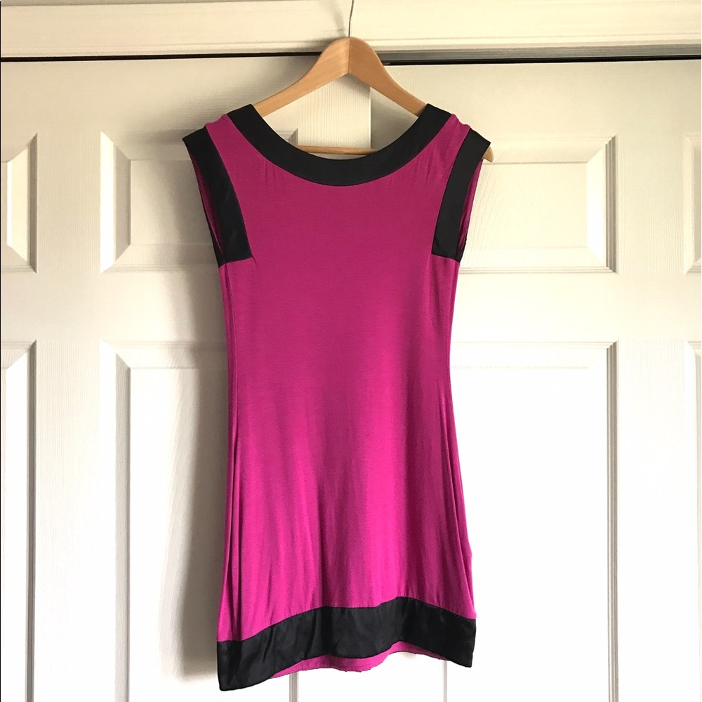 Pink and black colorblock tunic dress