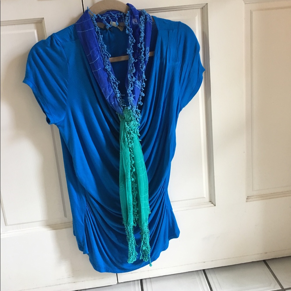 Draping top with a light weight scarf