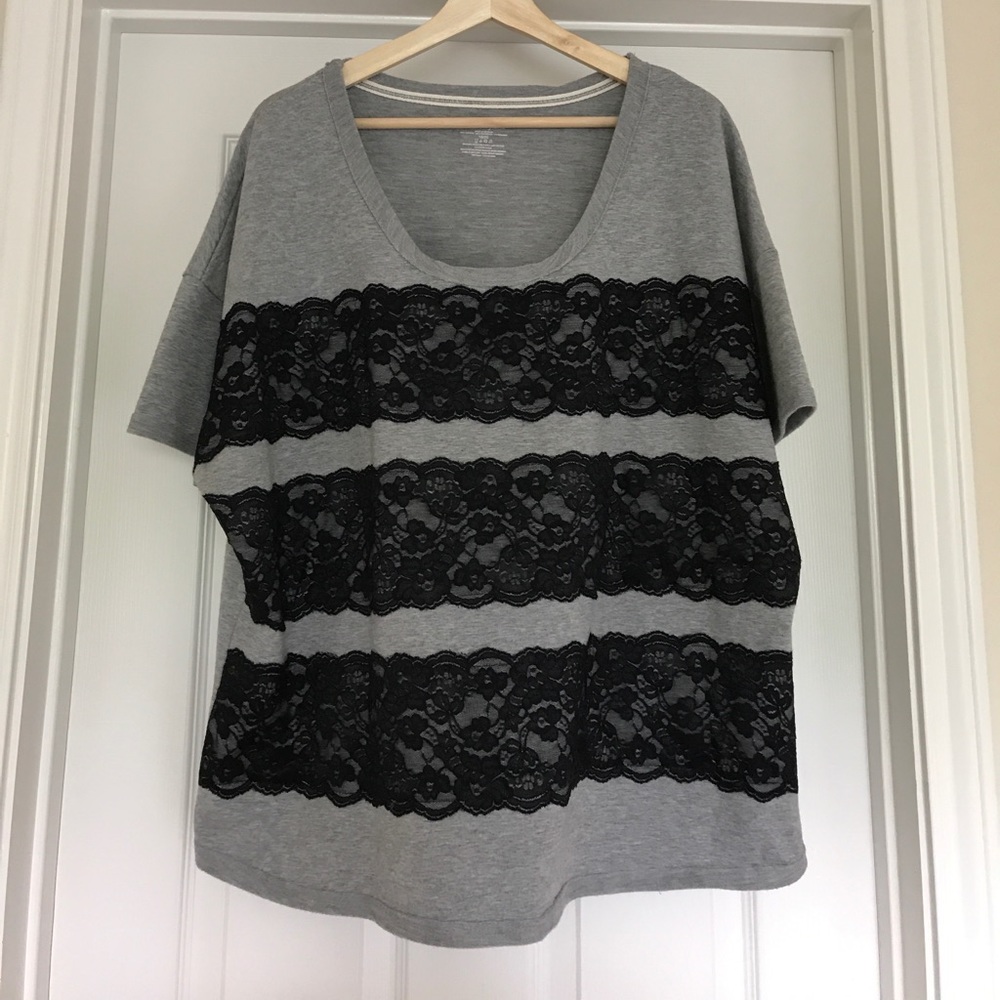 Lane Bryant Short Leave Lace Detail Shirt