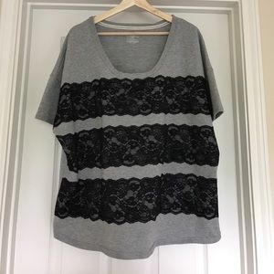 Lane Bryant Short Leave Lace Detail Shirt