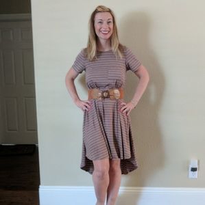 XXS LuLaRoe Carly - brown on brown stripes