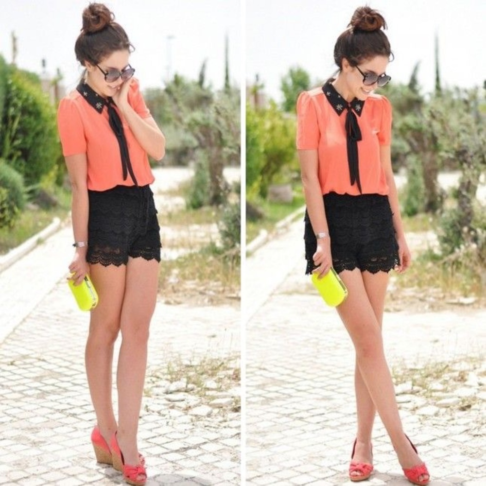 Express Black Crochet Shorts