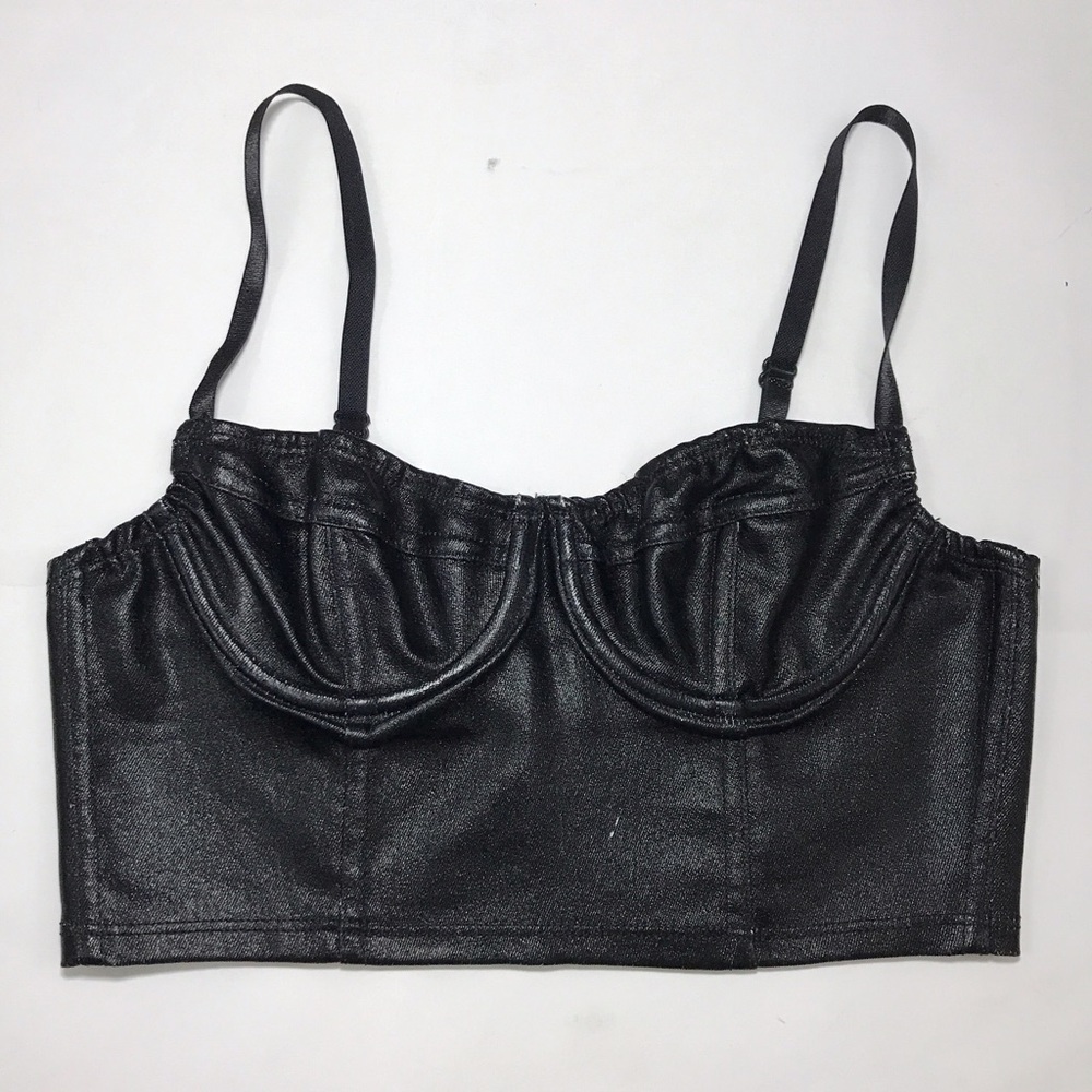 AMERICAN APPAREL: VEGAN LEATHER BUSTIER CROP TOP