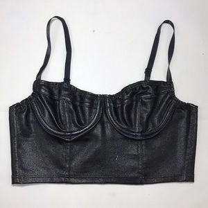 AMERICAN APPAREL: VEGAN LEATHER BUSTIER CROP TOP