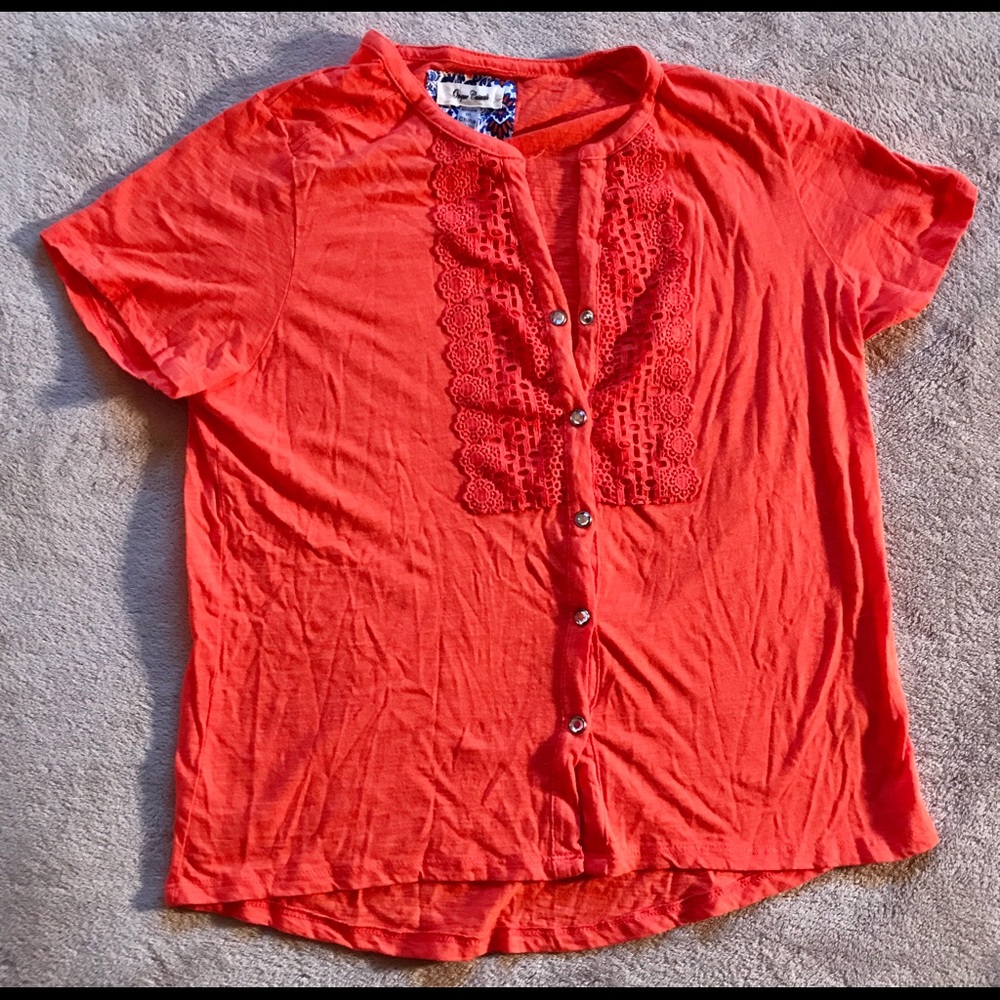 Orange Onque Casuals Button Up Top