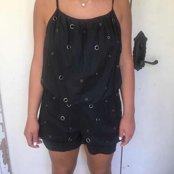 Sheri Bodell Black Romper with circle studs - Picture 1 of 3