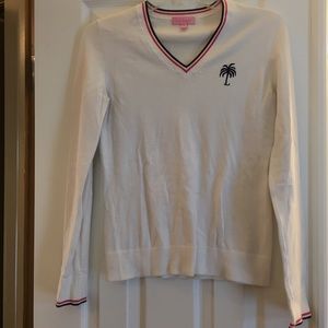 Lilly Pulitzer White Vneck Sweater