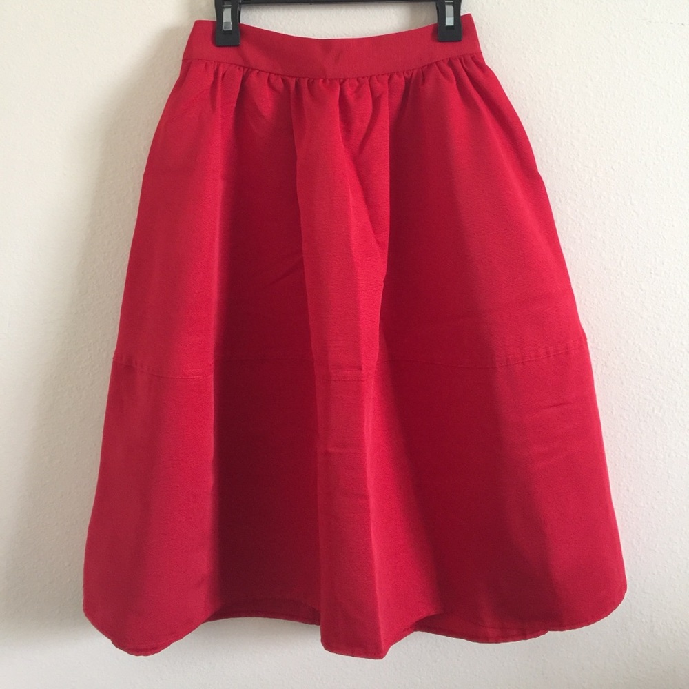 Red Tea Length Skirt