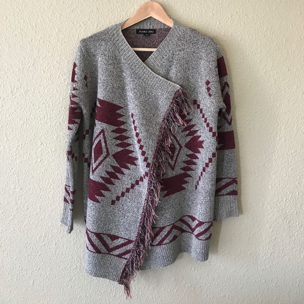 Aztec / southwestern cardigan - fringe/tassels - Picture 2 of 4