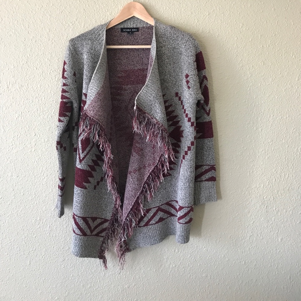Aztec / southwestern cardigan - fringe/tassels - Picture 3 of 4