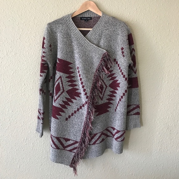 Aztec / southwestern cardigan - fringe/tassels - Picture 2 of 4