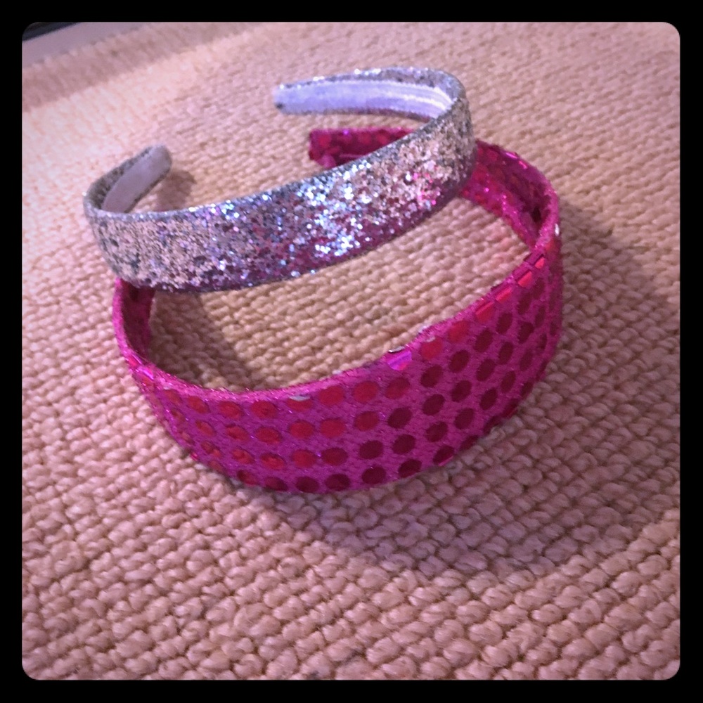 Sparkly Two-pack pink+Silver headband.
