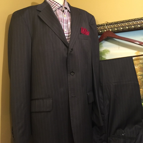 42 R CESARANI DARK GRAY 3 BTN WOOL 2 PIECES - Picture 4 of 5