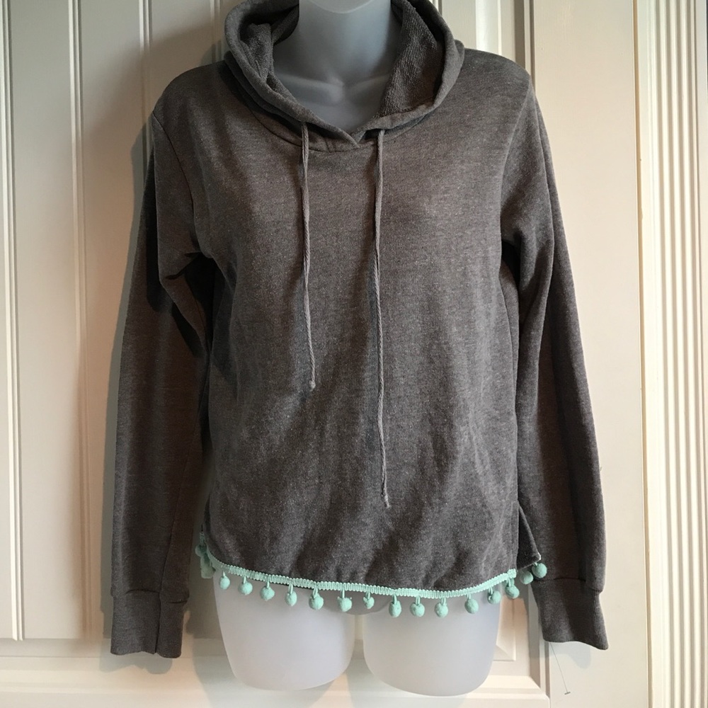 Ocean Drive gray and mint green Pom Pom hoodie S - Picture 1 of 4