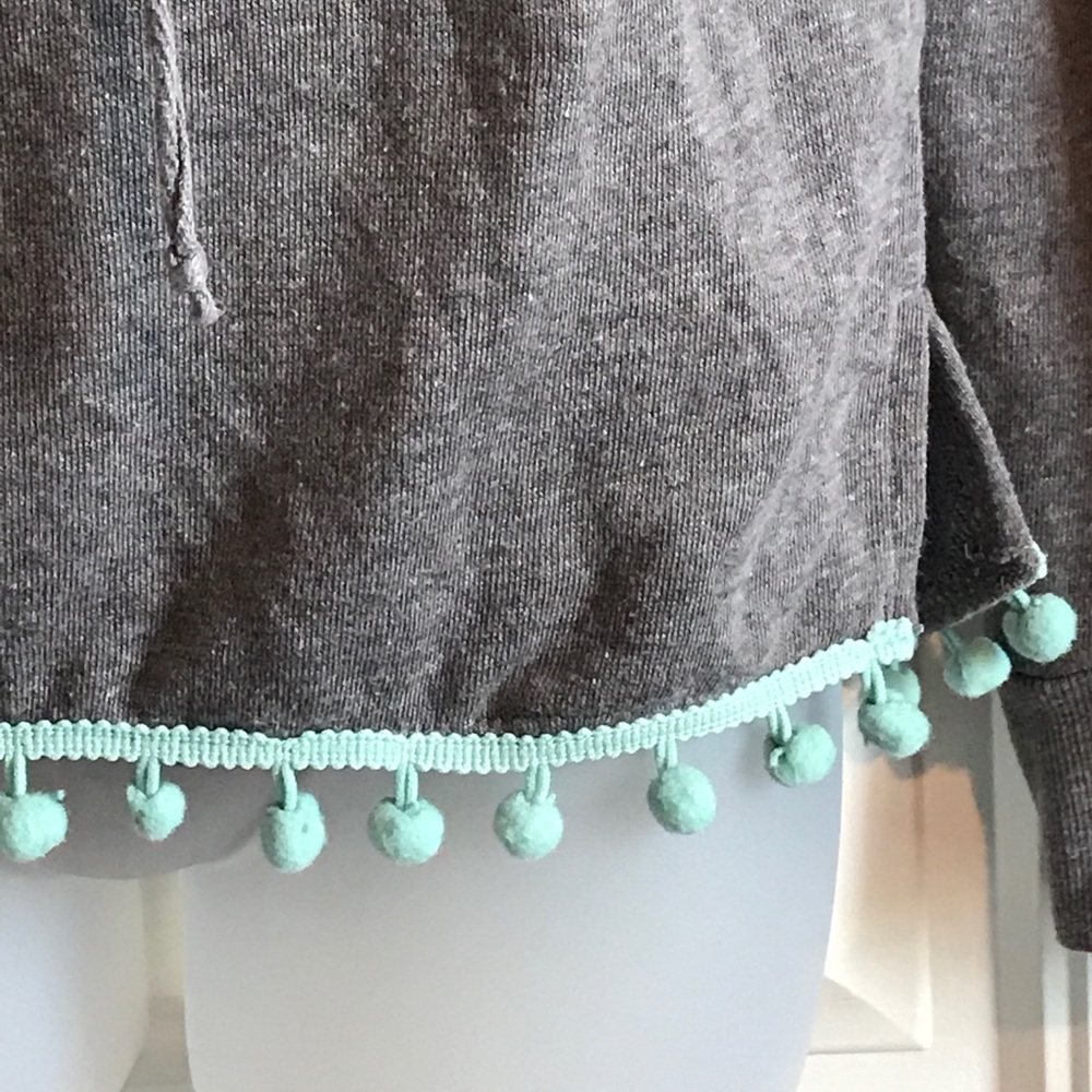 Ocean Drive gray and mint green Pom Pom hoodie S - Picture 2 of 4