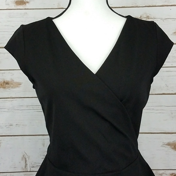 {Limited} Black Faux Wrap Front Peplum Top-Medium - Picture 4 of 7