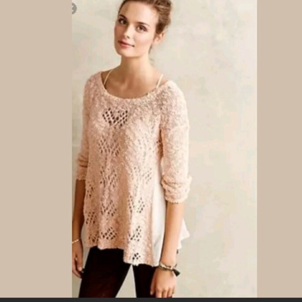 Knitted and Knotted Blush Anthropologie Sweater