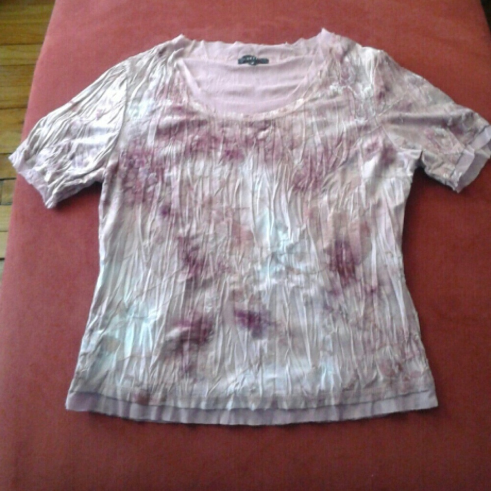 Panitti Floral Flocked BOHO CHIC Netted Trim Top