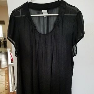 Shear short sleeve blouse