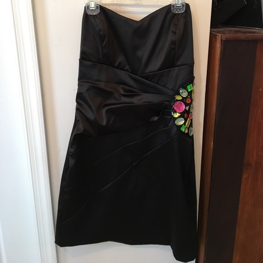 Black with rainbow rhinestone cocktail dress