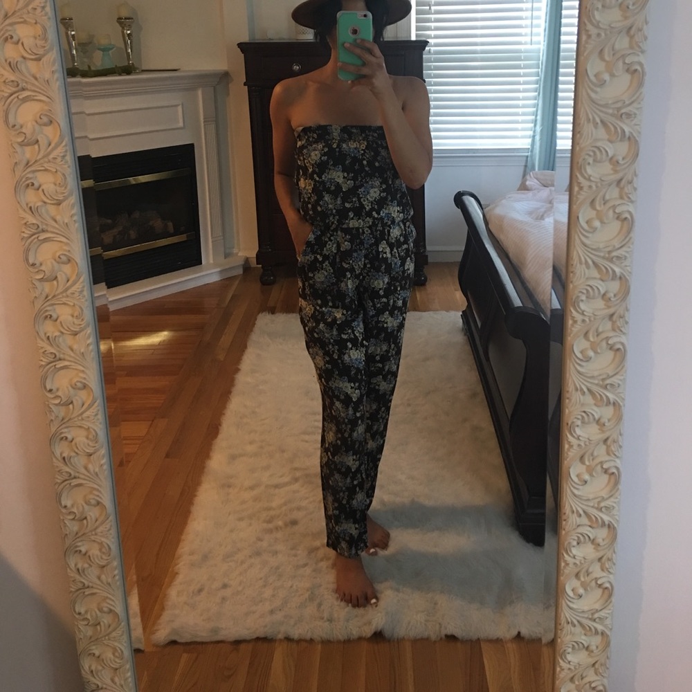 Black floral jumpsuit
