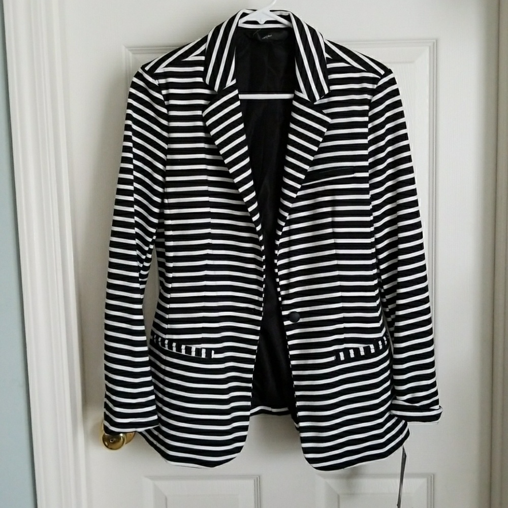 Striped ponte blazer