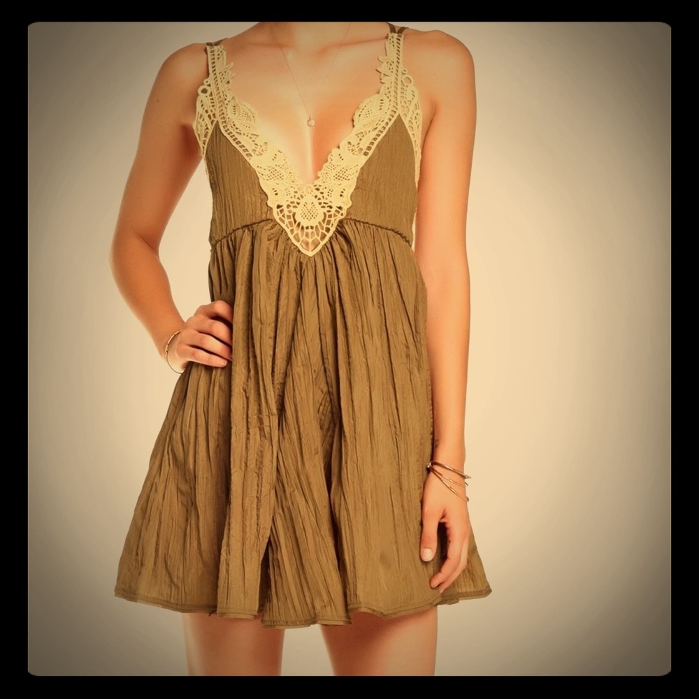Free People Martini Crochet Trim Babydoll Dress