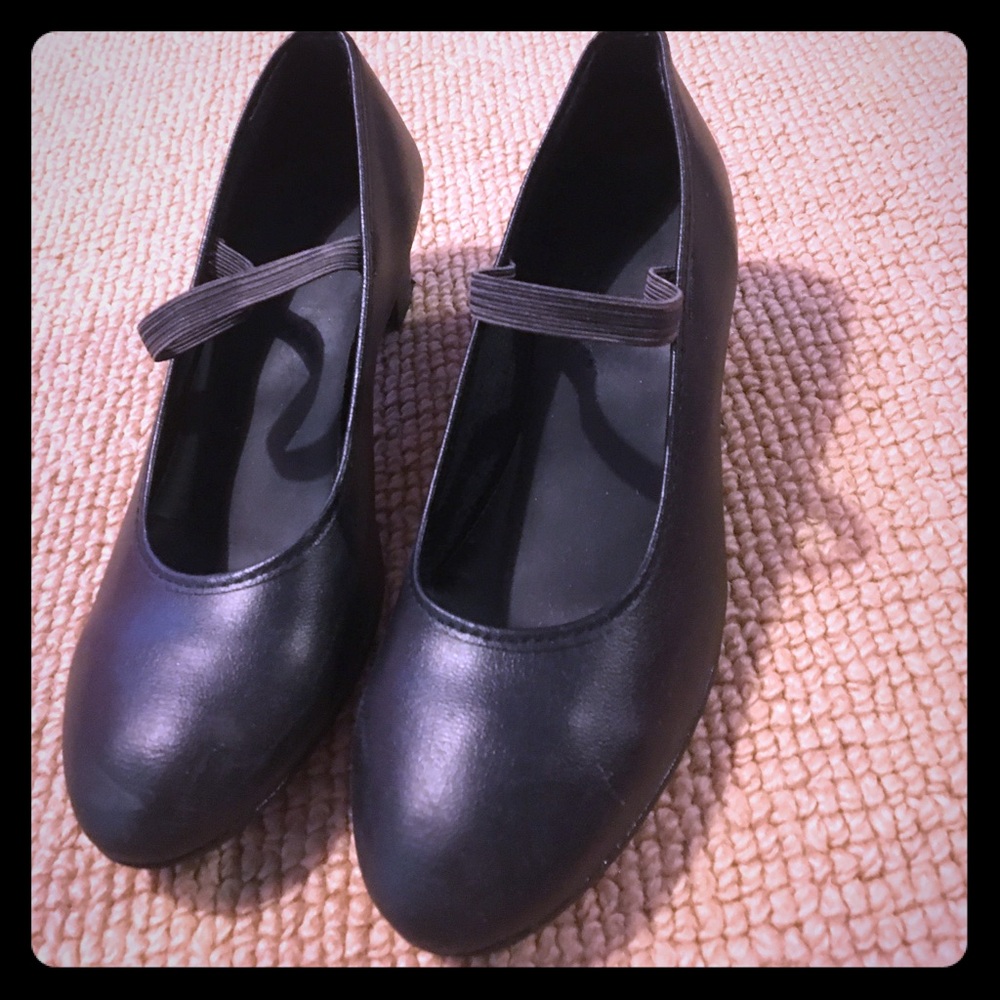 Girls black high heel dance shoes