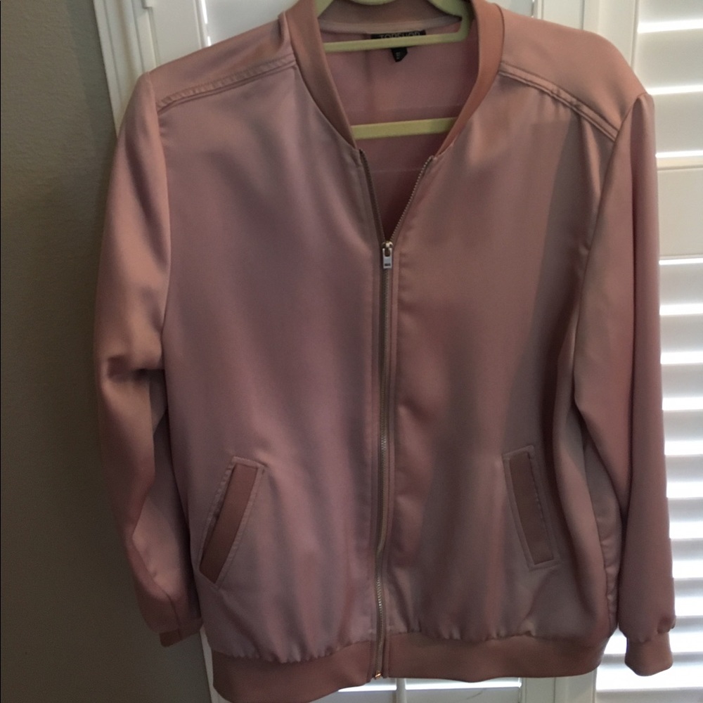 Topshop pink satin bomber jacket size 10