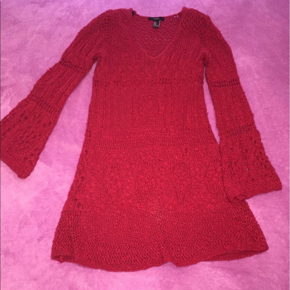 RED KNITTED SUMMER DRESS