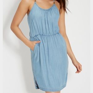 Chambray denim summer dress with pockets